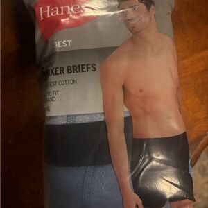 Hanes Men's Black and Blue Boxer Briefs large nwt
